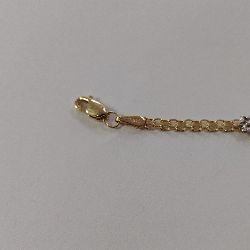 PULSERA ESPECIAL C FLORES 14K 18 CM 3 GR (NUEVO)