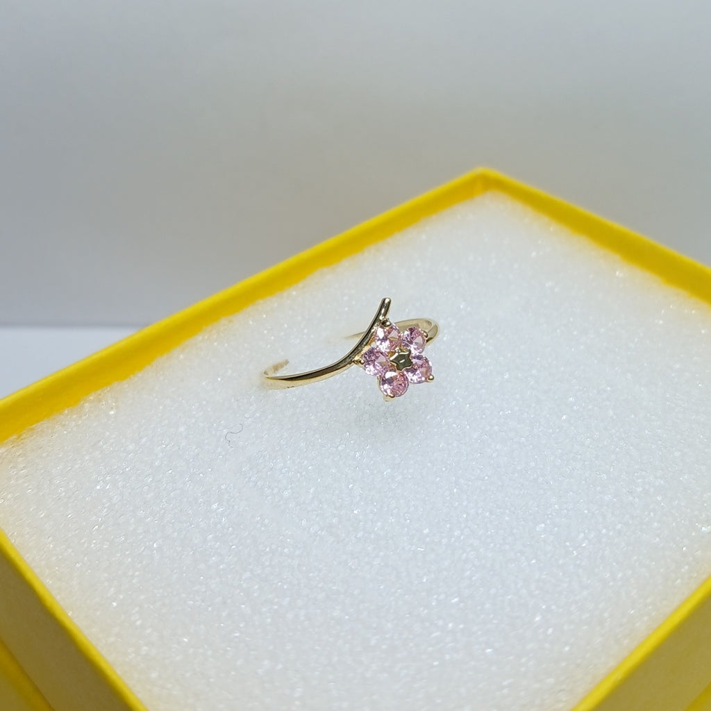 ANILLOS FIG FLOR CON PDRAS COL ROSA 14K TALLA 8 1 GR (NUEVO)