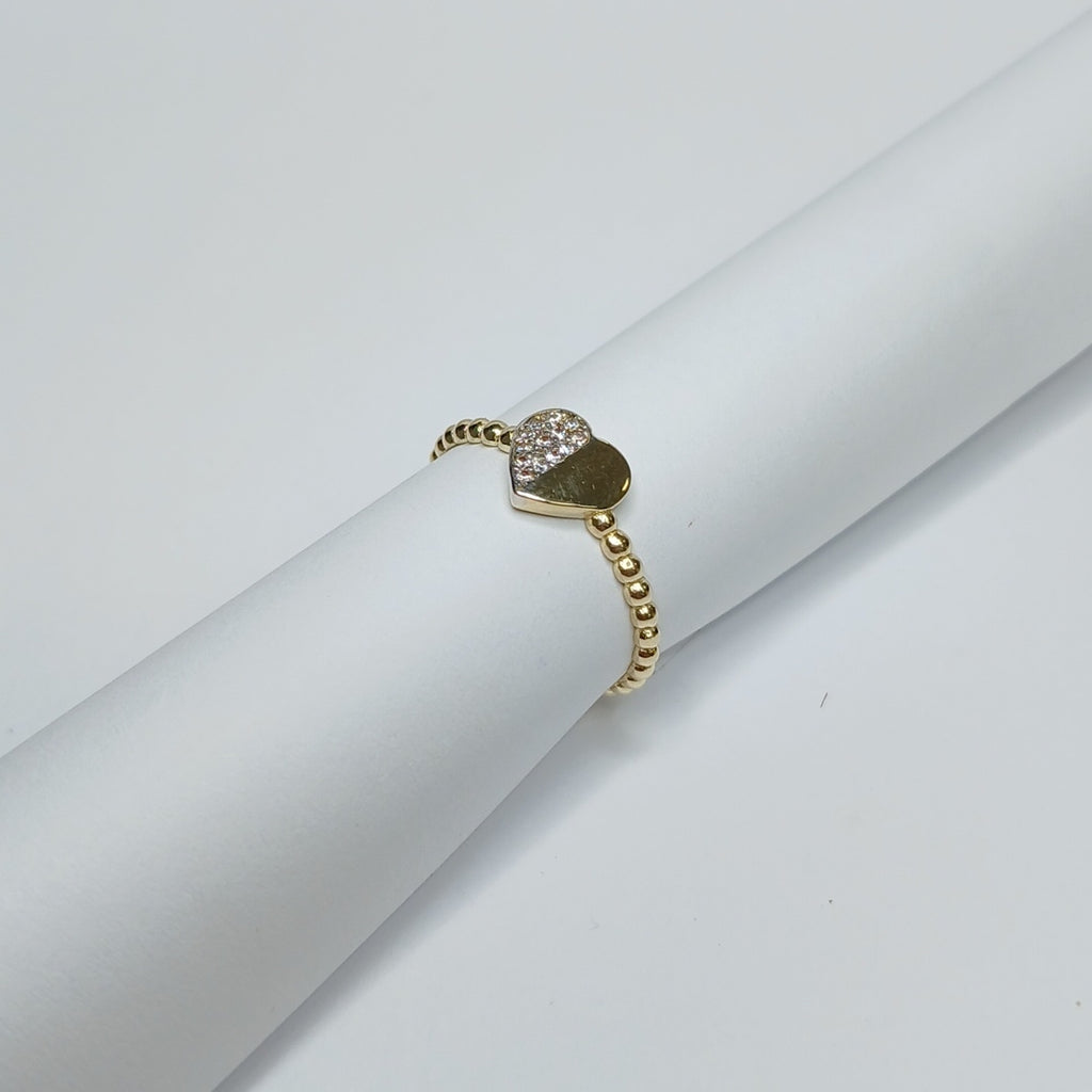 ANILLO ANILLITO FIG CORAZON C CIRCONIAS 14K 7 TALLA 1.5 GR (NUEVO)