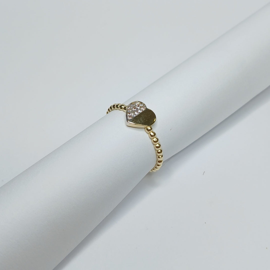 ANILLO ANILLITO FIG CORAZON C CIRCONIAS 14K 7 TALLA 1.5 GR (NUEVO)