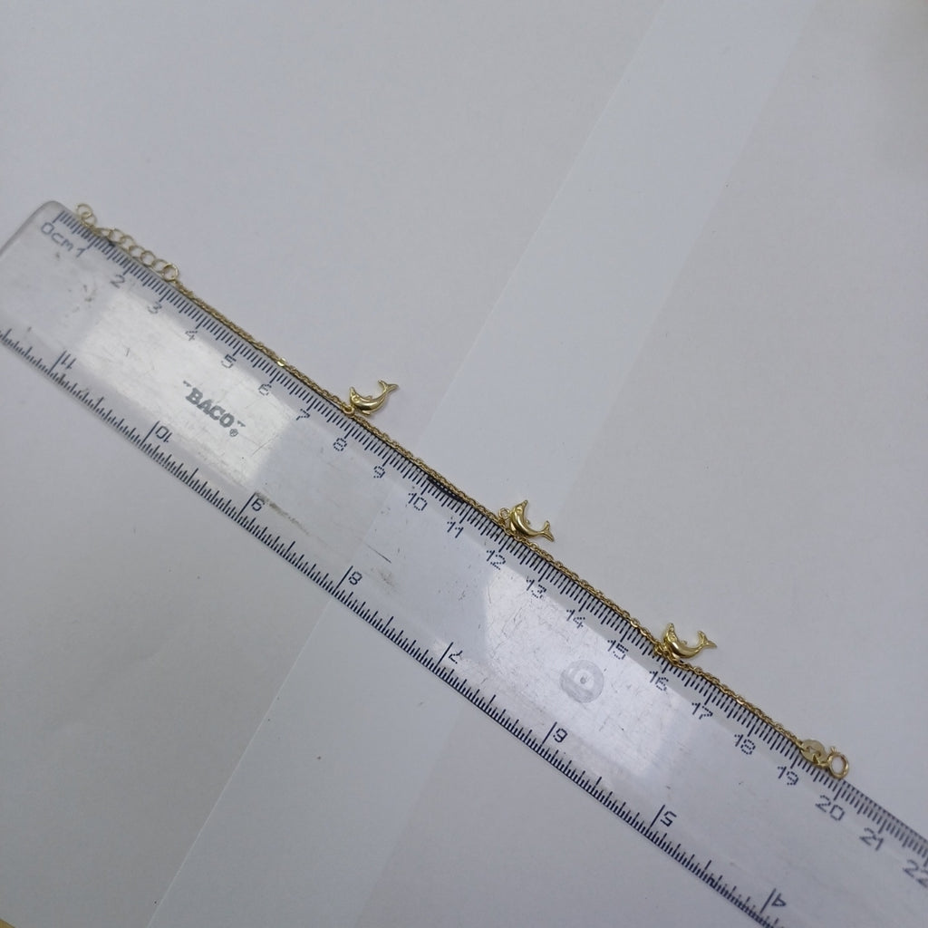 PULSERA ESPECIAL CON DIJES DELFINES 10K 18 CM 2 GR (NUEVO)