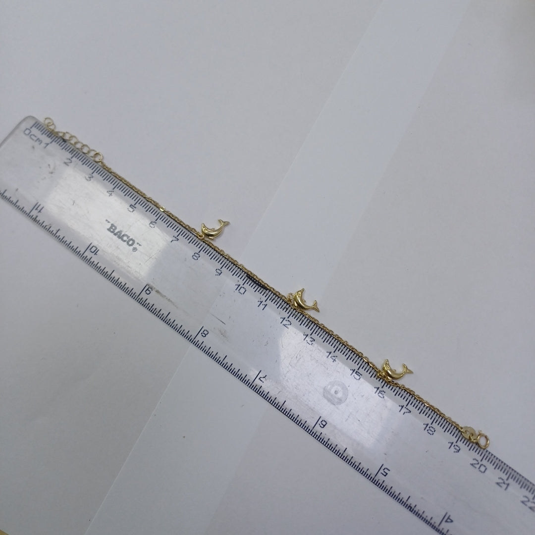 PULSERA ESPECIAL CON DIJES DELFINES 10K 18 CM 2 GR (NUEVO)