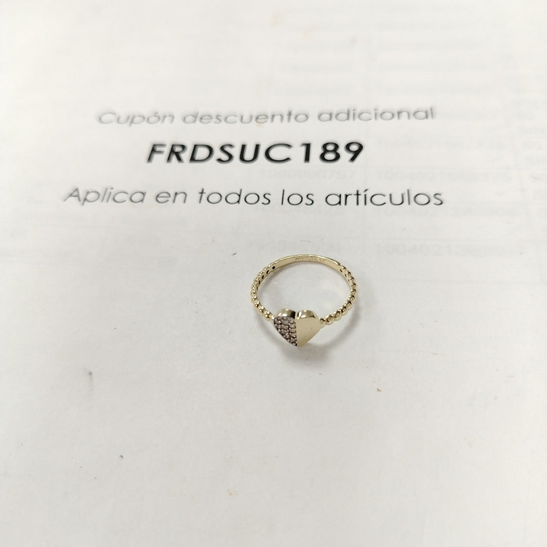 ANILLO ANILLITO FIG CORAZON C CIRCONIAS 14K 7 TALLA 1.6 GR (NUEVO)