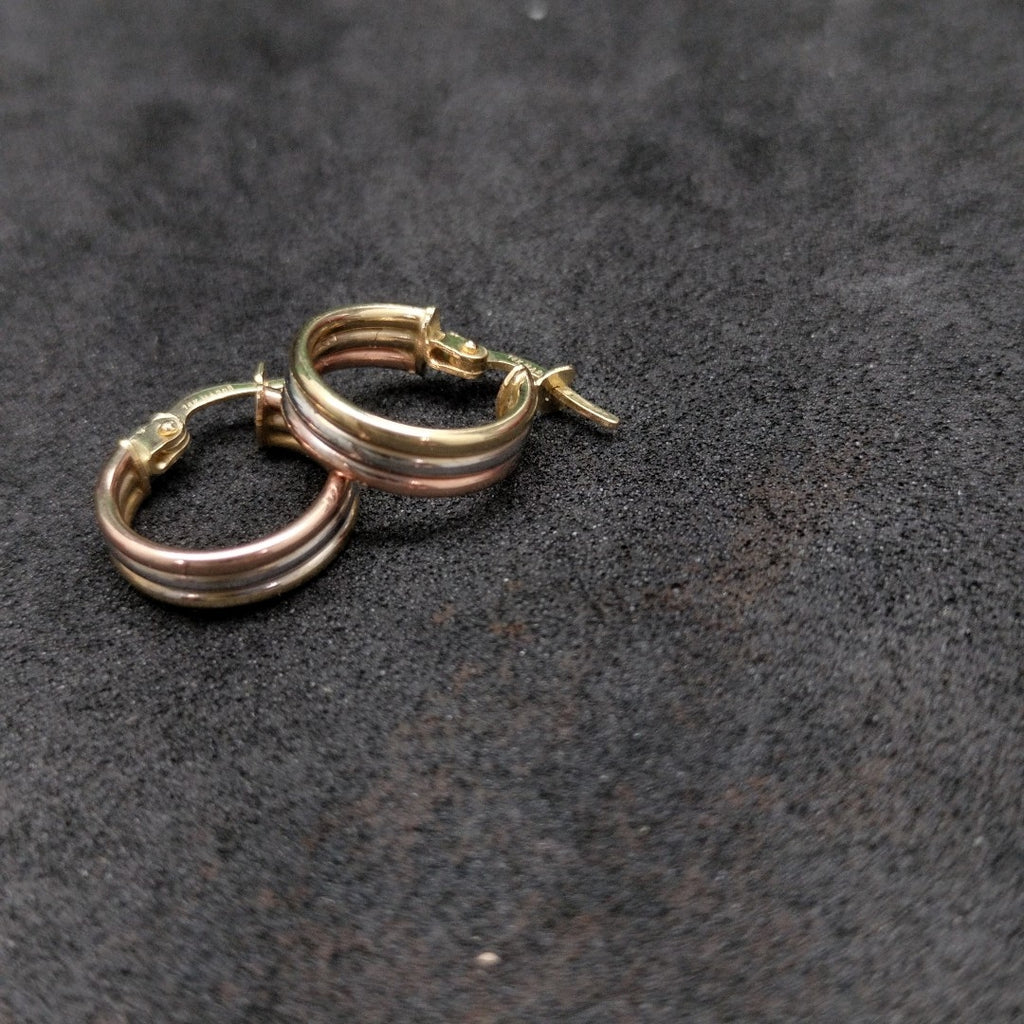ARRACADAS PAR ORO COMBINADO 14 K 1.5 GRMS (SEMINUEVO)