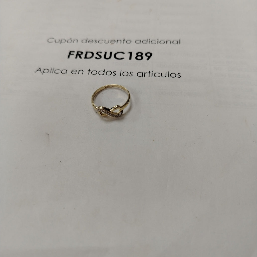 ANILLO ANILLITO FIG INFINITO C CIRCONIAS 14K 9 TALLA 1.9 GR (NUEVO)