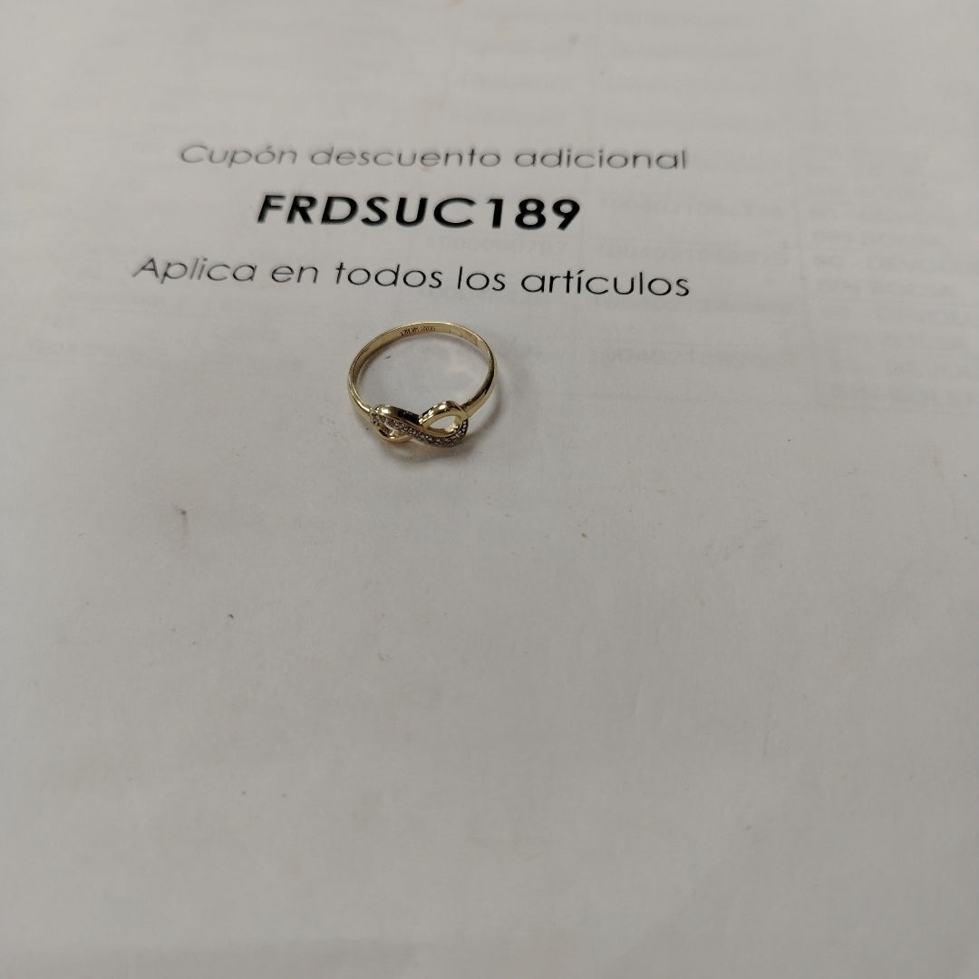 ANILLO ANILLITO FIG INFINITO C CIRCONIAS 14K 9 TALLA 1.9 GR (NUEVO)