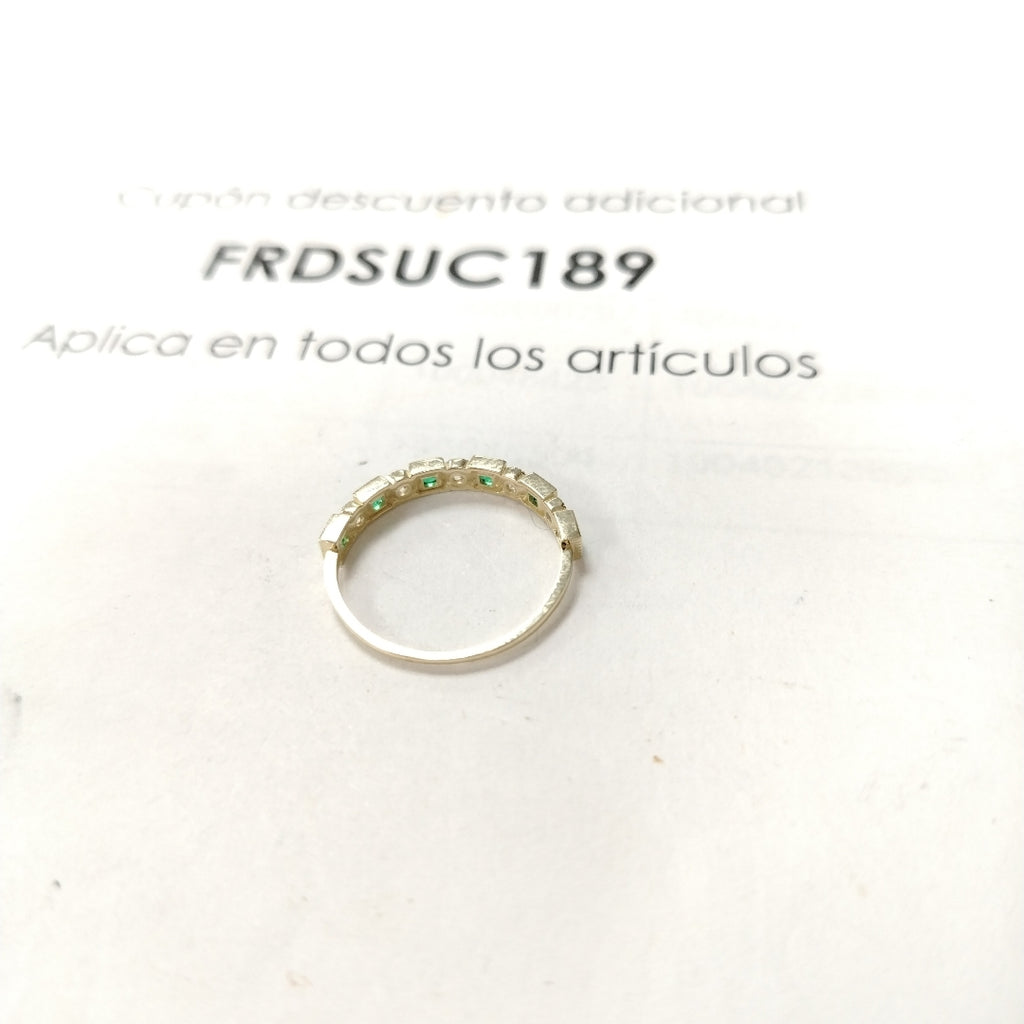 ANILLOS TEJIDO ANILLITO C CIRCONIAS Y PIEDRAS VERDES 14K 9 1.5 GR (NUEVO)