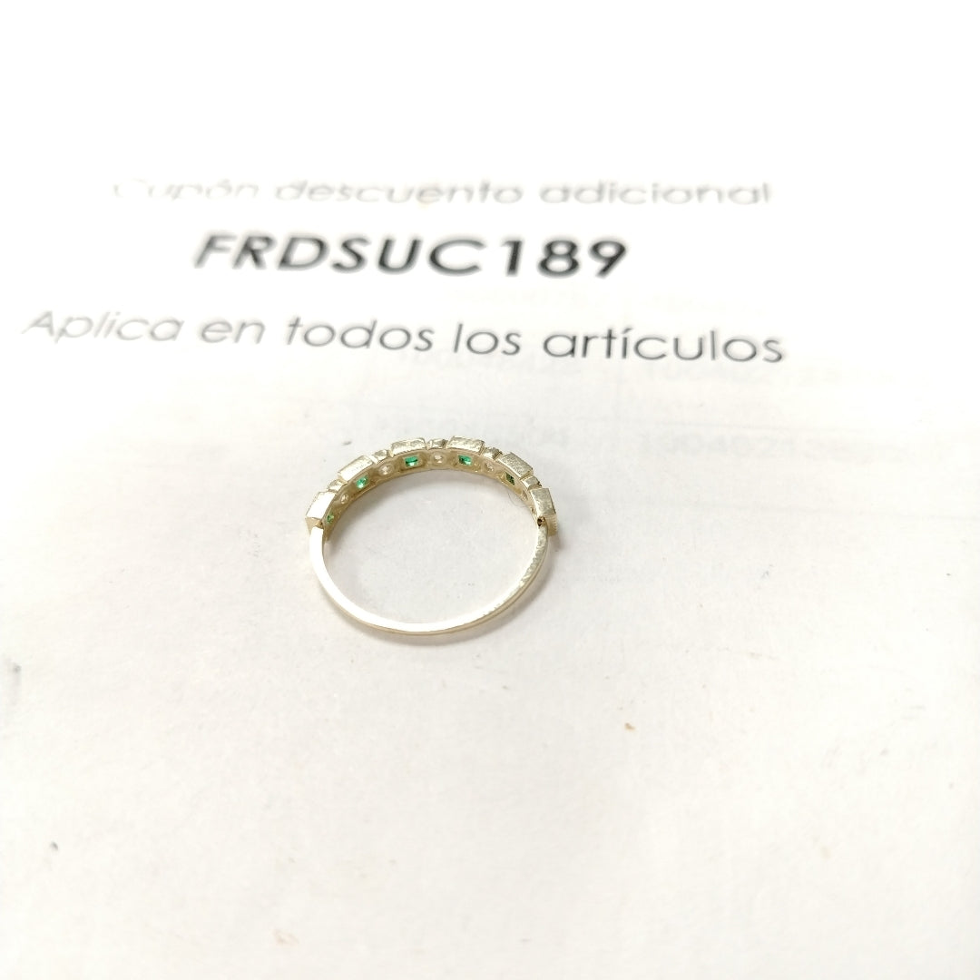 ANILLOS TEJIDO ANILLITO C CIRCONIAS Y PIEDRAS VERDES 14K 9 1.5 GR (NUEVO)