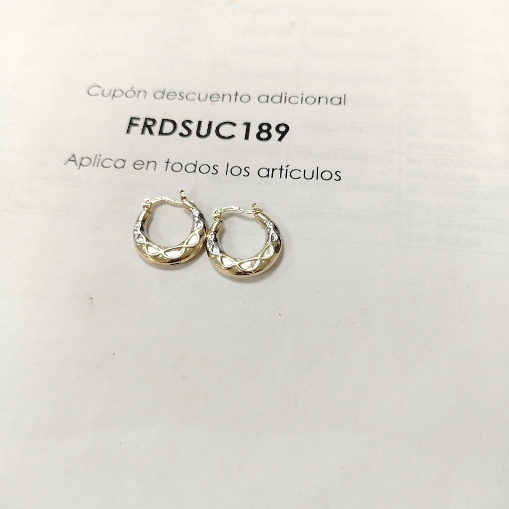 ARETES ARRACADAS COMBINADAS CON INFINITO 14K 2.1 GR (NUEVO)