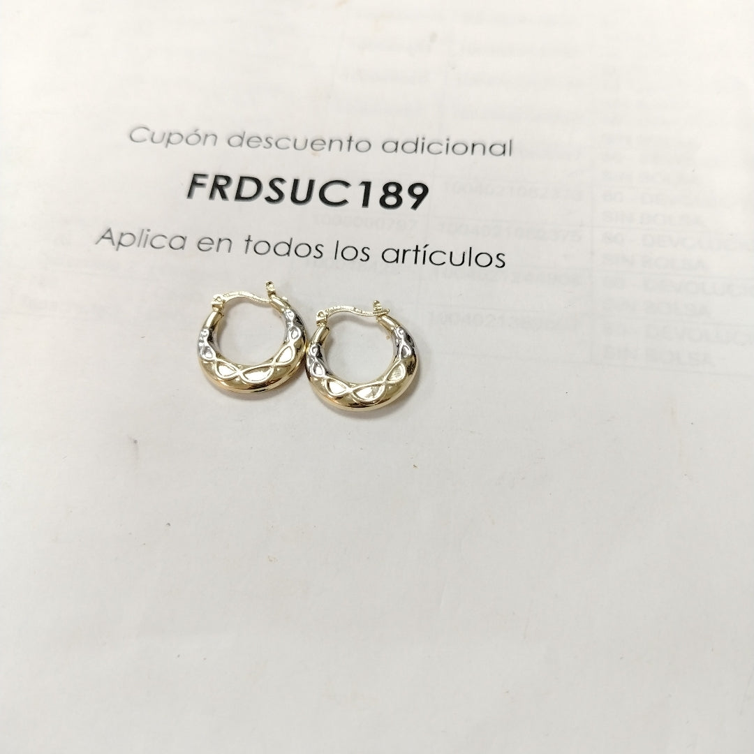 ARETES ARRACADAS COMBINADAS CON INFINITO 14K 2.1 GR (NUEVO)