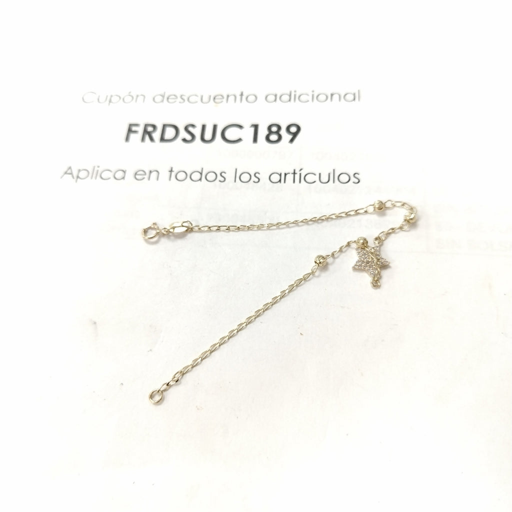 PULSERA ESPECIAL CON ESTRELLA Y CIRCONIAS 14K 18 CM 1.4 GR (NUEVO)