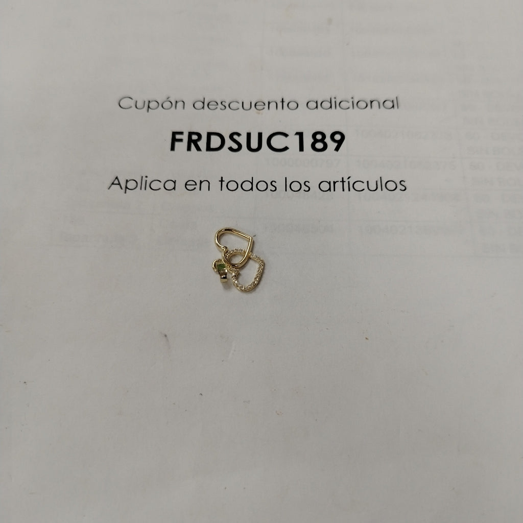 DIJE TEJIDO DOS CORAZONES CON CIRCONIAS 14K 1.4 GR (NUEVO)