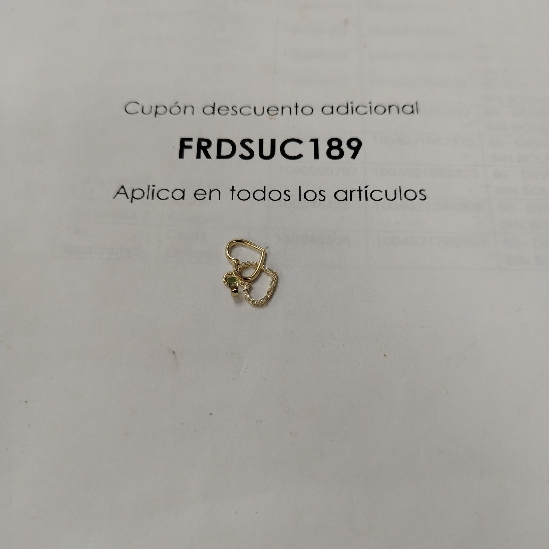 DIJE TEJIDO DOS CORAZONES CON CIRCONIAS 14K 1.4 GR (NUEVO)