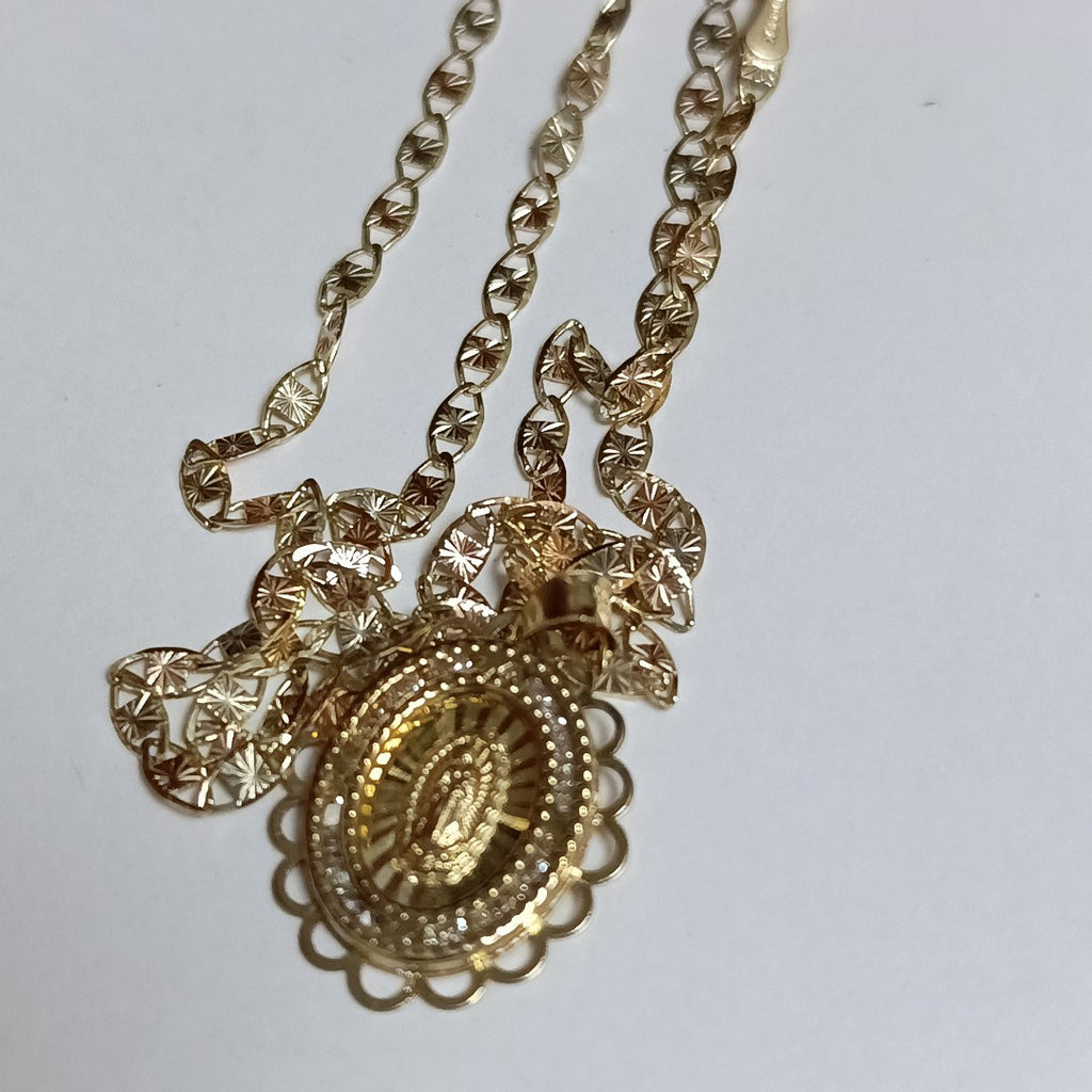 CADENA,MEDALLA RELIGIOSA ORO COMBINADO 10 K 3,80 GRMS (SEMINUEVO)