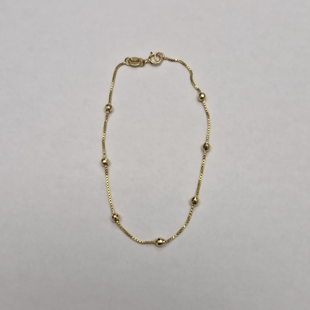 PULSERA ESPECIAL CON BOLITAS 14K 18 CM 1.4 GR (NUEVO)
