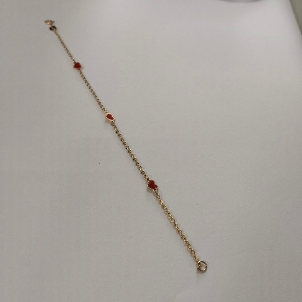 PULSERA ESPECIAL CON CORAZONES 14K 18 CM 1.3 GR (NUEVO)