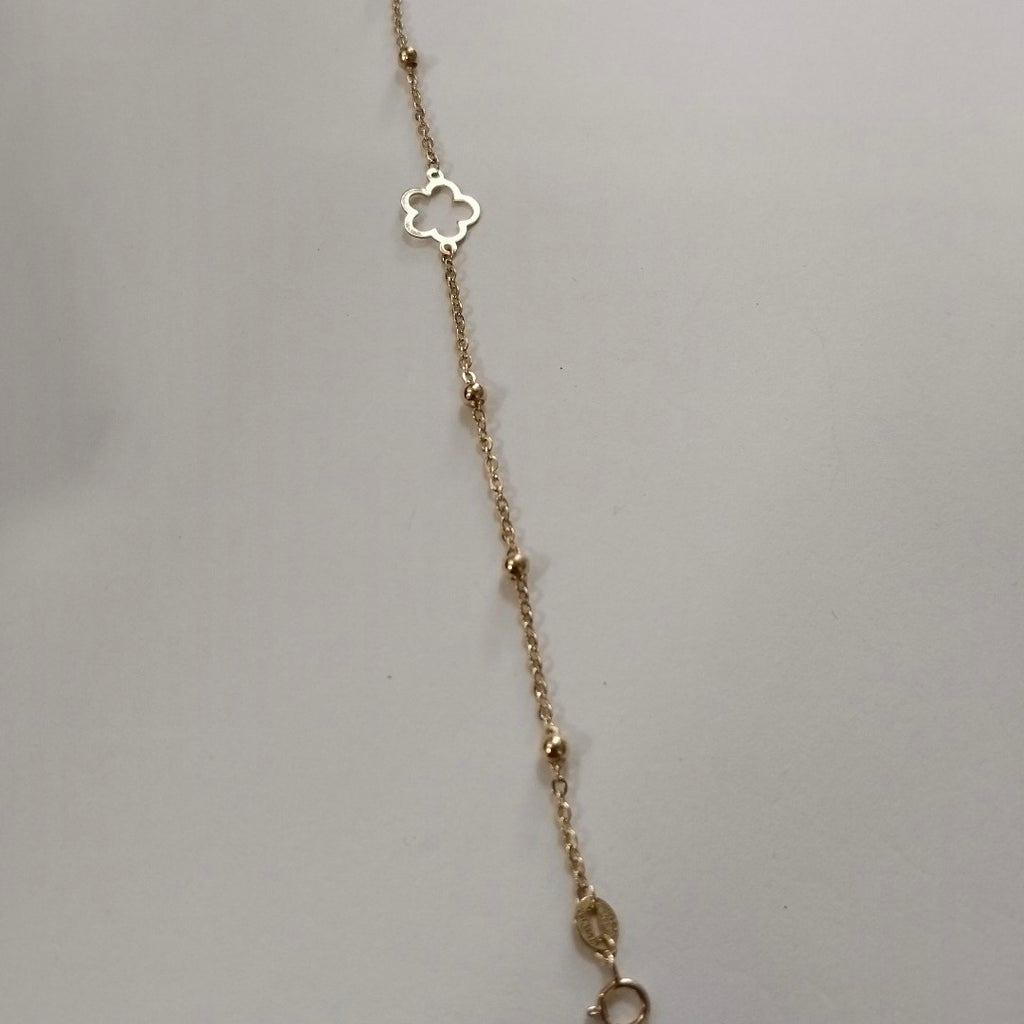 PULSERA TEJIDO ESPECIAL CON FLOR 14K 18 CM 1.6 GR (NUEVO)