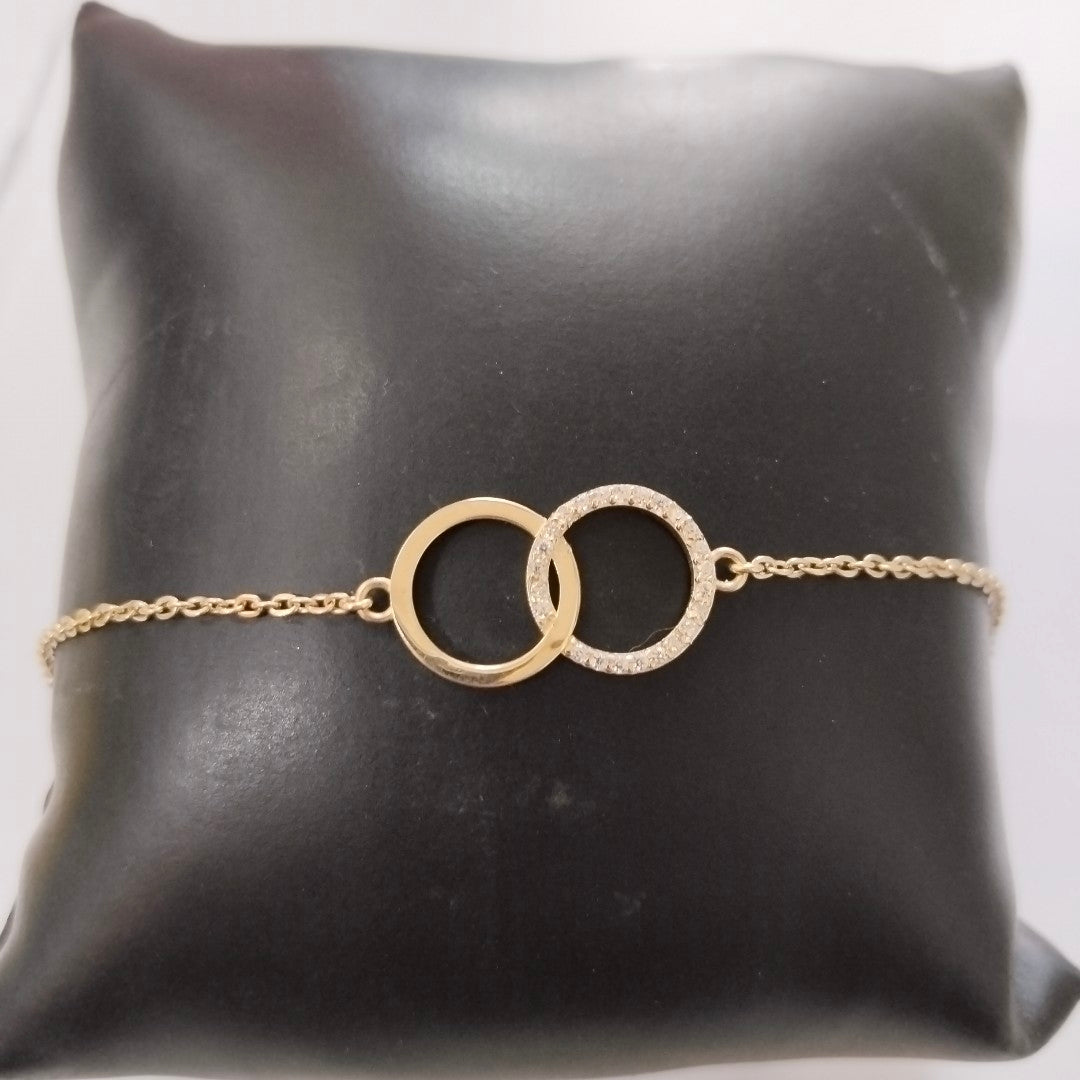 PULSERA TEJIDO ESPECIAL FIG AROS UNIDOS C CIRCS 14K 18 CM 2.1 GR (NUEVO)