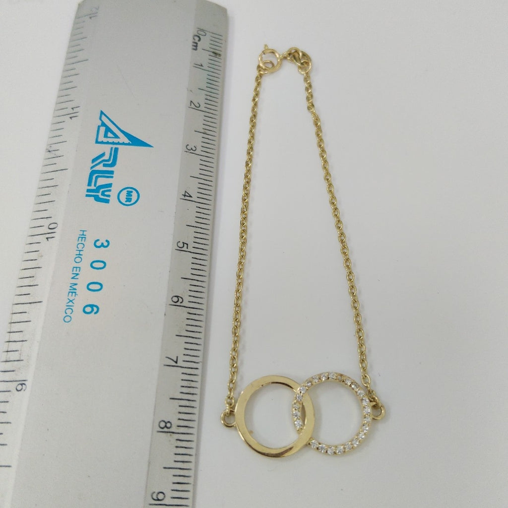 PULSERA TEJIDO ESPECIAL FIG AROS UNIDOS C CIRCS 14K 18 CM 2.1 GR (NUEVO)