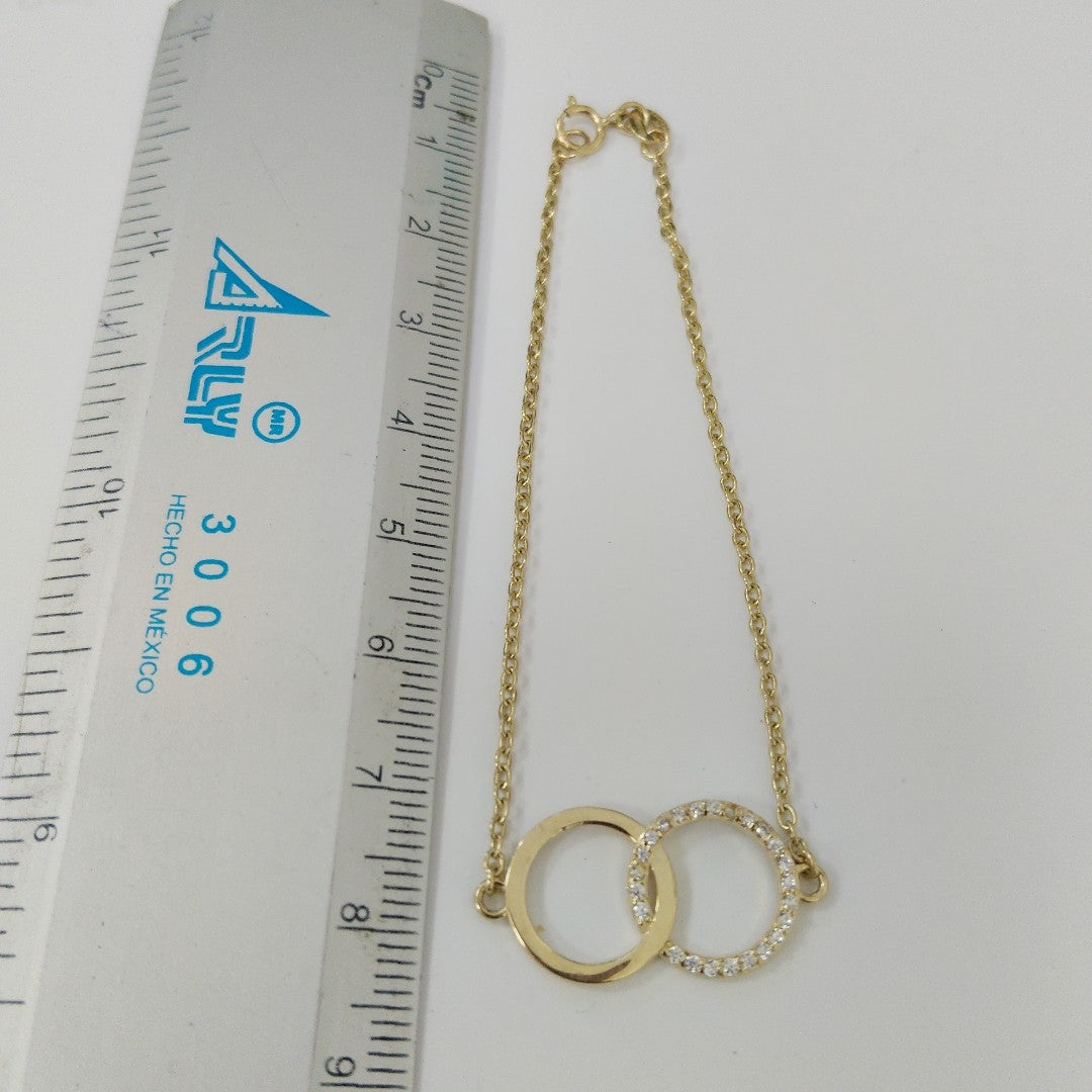 PULSERA TEJIDO ESPECIAL FIG AROS UNIDOS C CIRCS 14K 18 CM 2.1 GR (NUEVO)