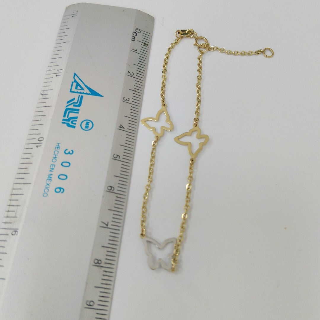 PULSERA ESPECIAL C MARIPOSAS 14K 18 CM 1.7 GR (NUEVO)