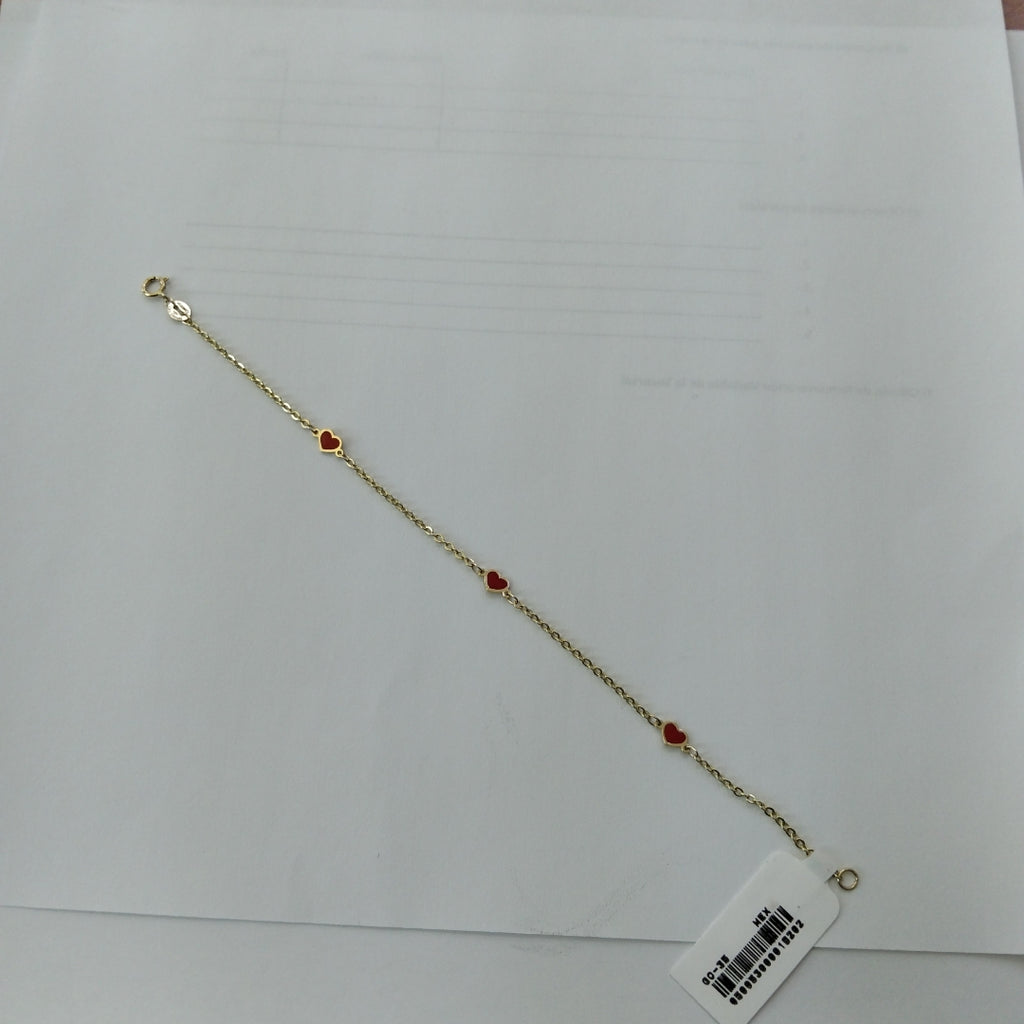 PULSERA ESPECIAL CON CORAZONES 14K 18 CM 1.4 GR (NUEVO)