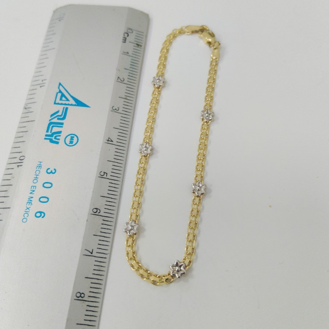 PULSERA ESPECIAL C FLORES 14K 18 CM 2.9 GR (NUEVO)
