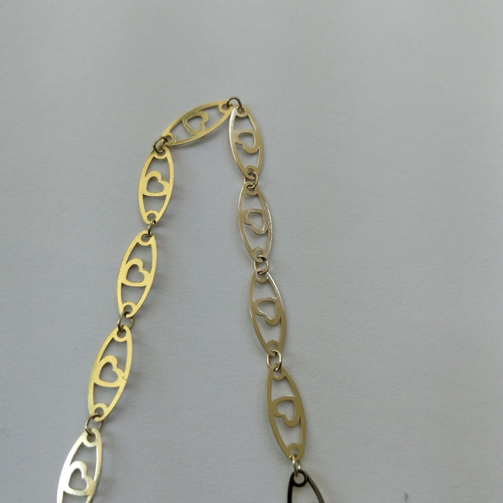 PULSERA TEJIDO ESPECIAL CON CORAZON 14K 18 CM 1.3 GR (NUEVO)