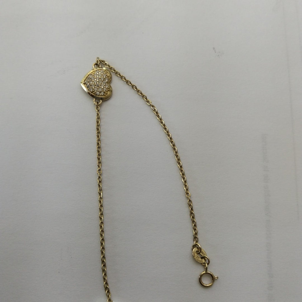 PULSERA TEJIDO ESPECIAL C CORAZON CIRCONIAS 14K 18 CM 2 GR (NUEVO)