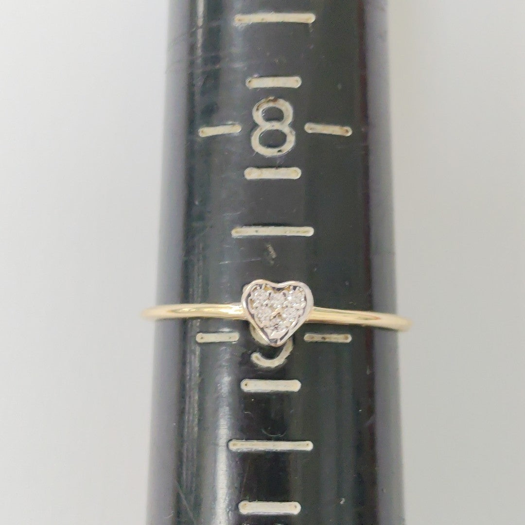 ANILLO ANILLITO CORAZON C CIRCONIA 14K 9 TALLA 0.9 GR (NUEVO)
