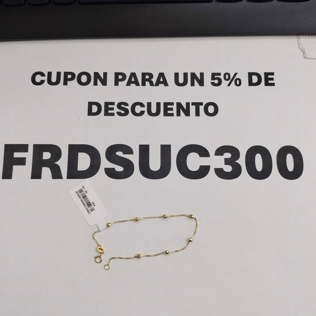 PULSERA ESPECIAL CON BOLITAS 14K 18 CM 1.4 GR (NUEVO)