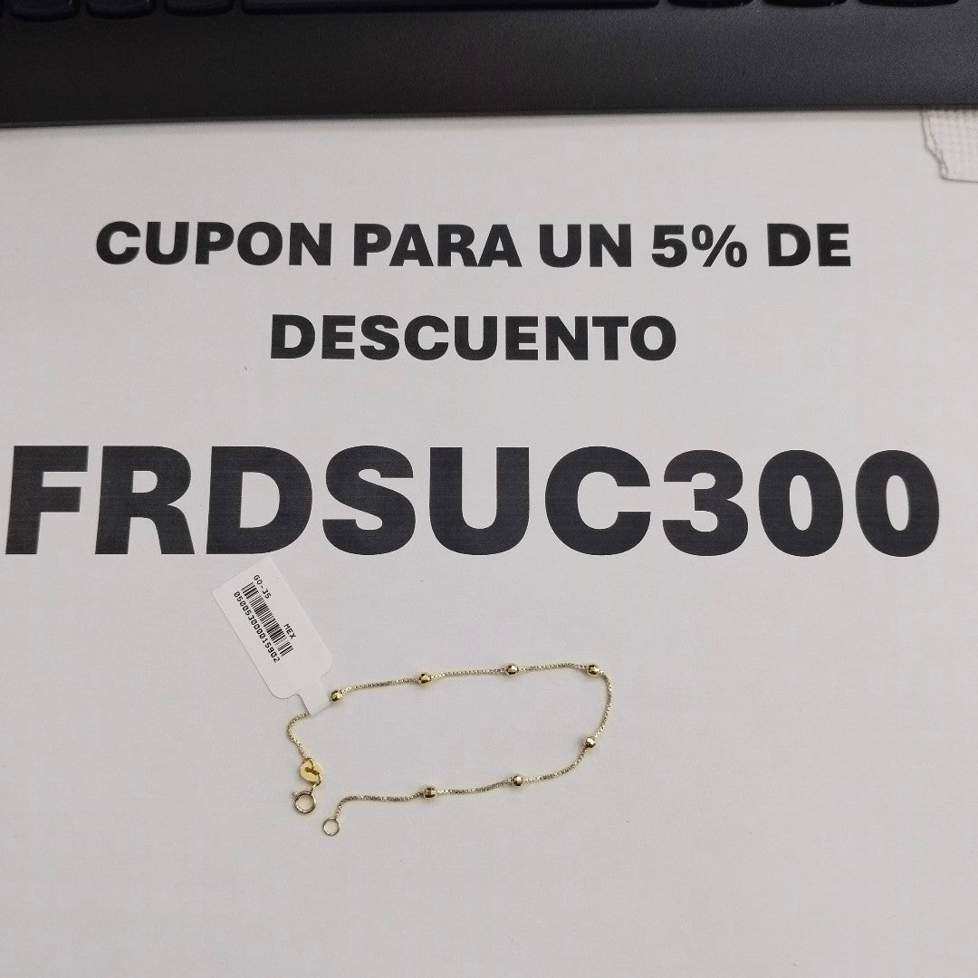 PULSERA ESPECIAL CON BOLITAS 14K 18 CM 1.4 GR (NUEVO)