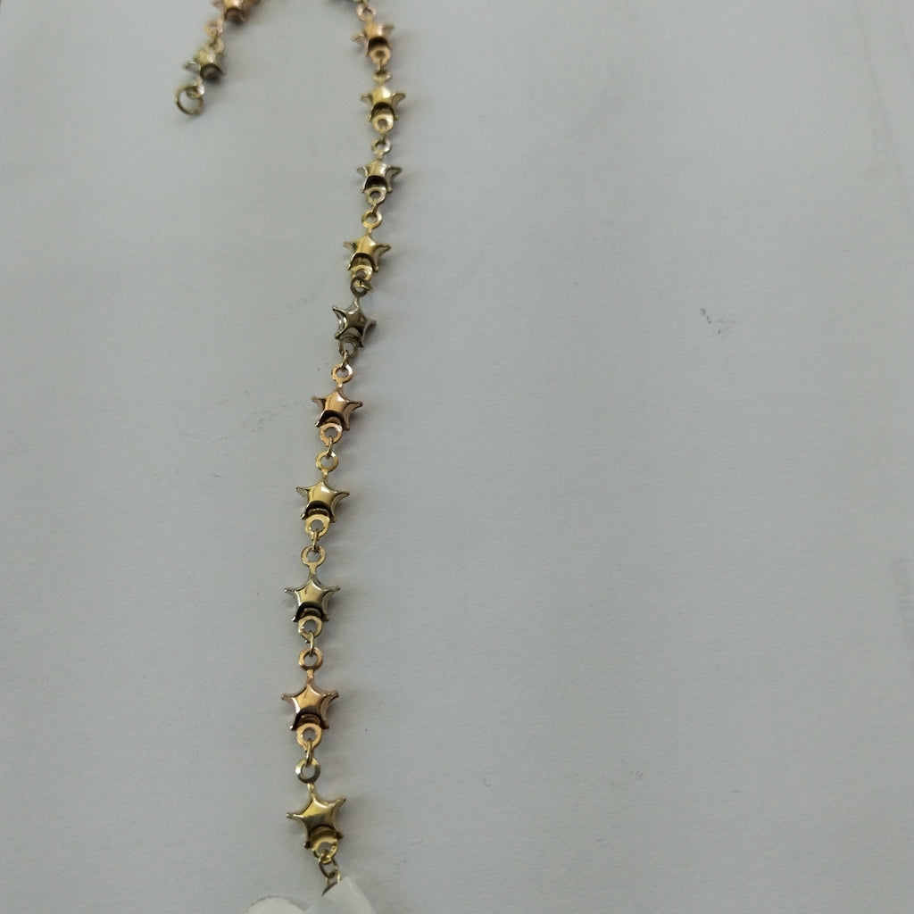 PULSERA TEJIDO ESPECIAL ESTRELLAS COMBINADAS 14K 18 CM 2.1 GR (NUEVO)