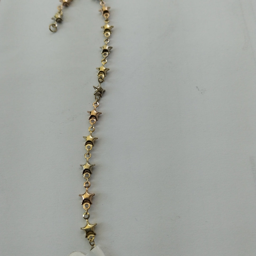 PULSERA TEJIDO ESPECIAL ESTRELLAS COMBINADAS 14K 18 CM 2.1 GR (NUEVO)