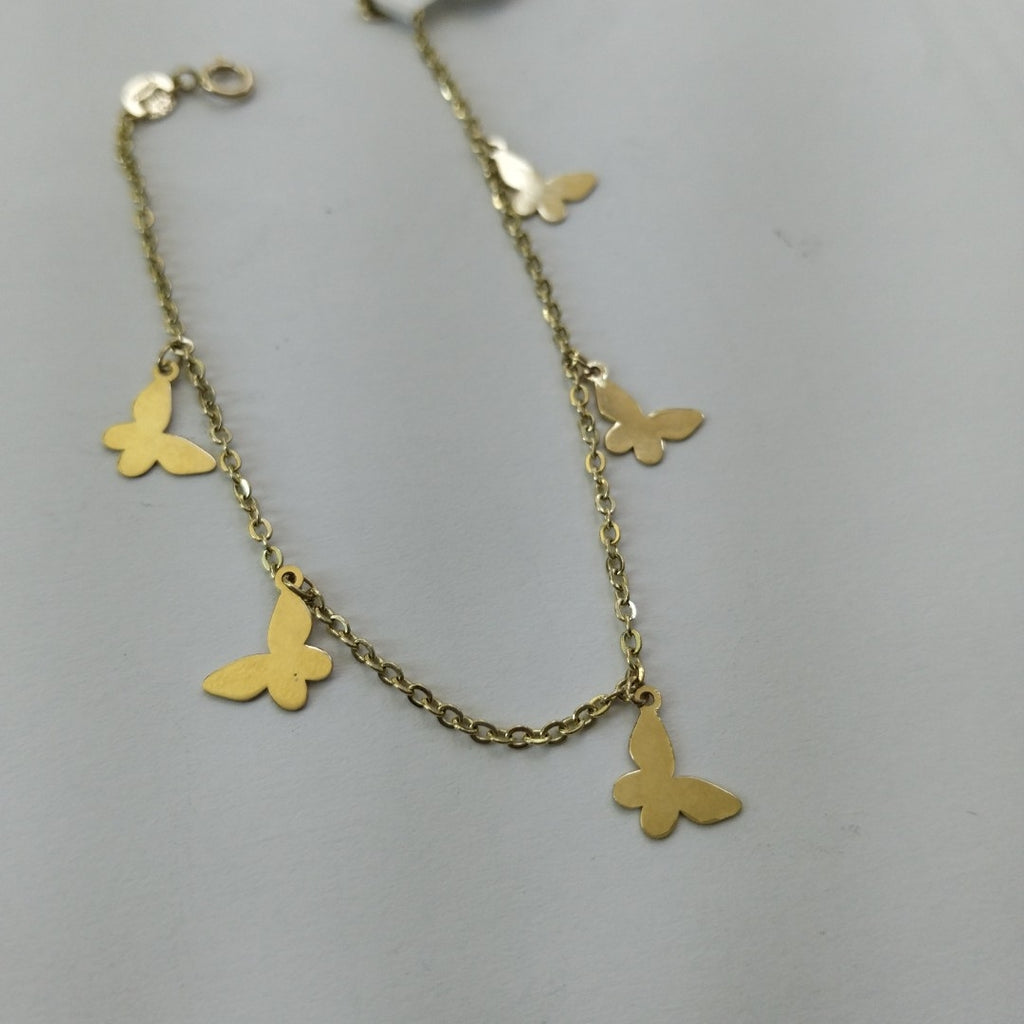 PULSERA ESPECIAL CON MARIPOSAS 14K 18 CM 2 GR (NUEVO)
