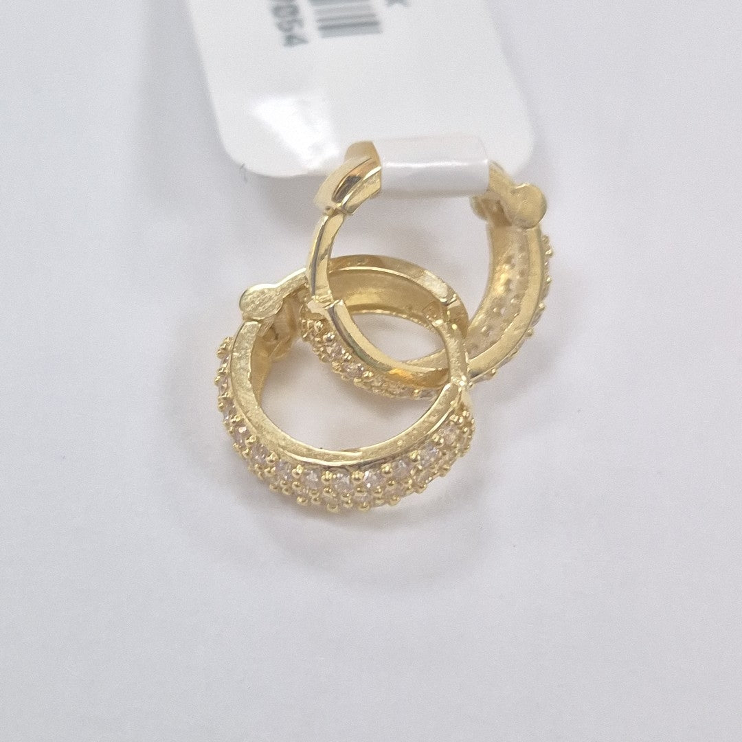 ARETES HUGGIE CON CIRCONIAS 14K 2.1 GR (NUEVO)