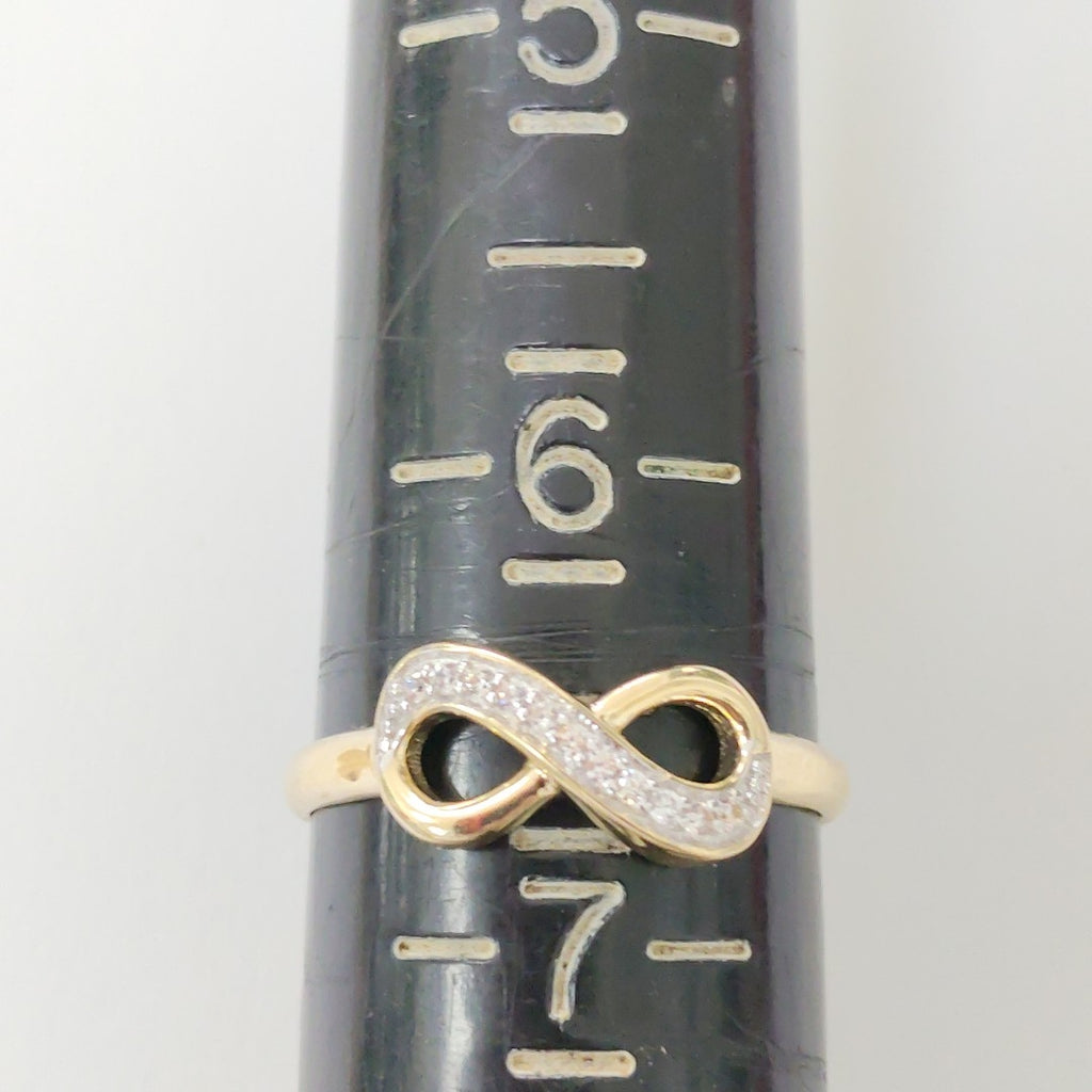 ANILLO ANILLITO FIG INFINITO C CIRCONIAS 14K 7 TALLA 1.5 GR (NUEVO)