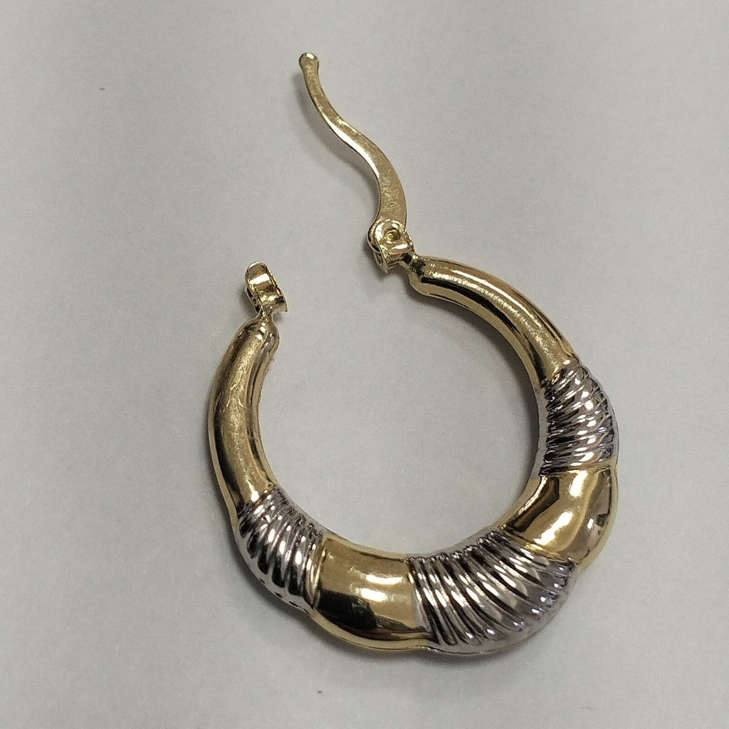 ARETES ARRACADAS HUECAS COMBINADAS 14K 2.6 GR (NUEVO)