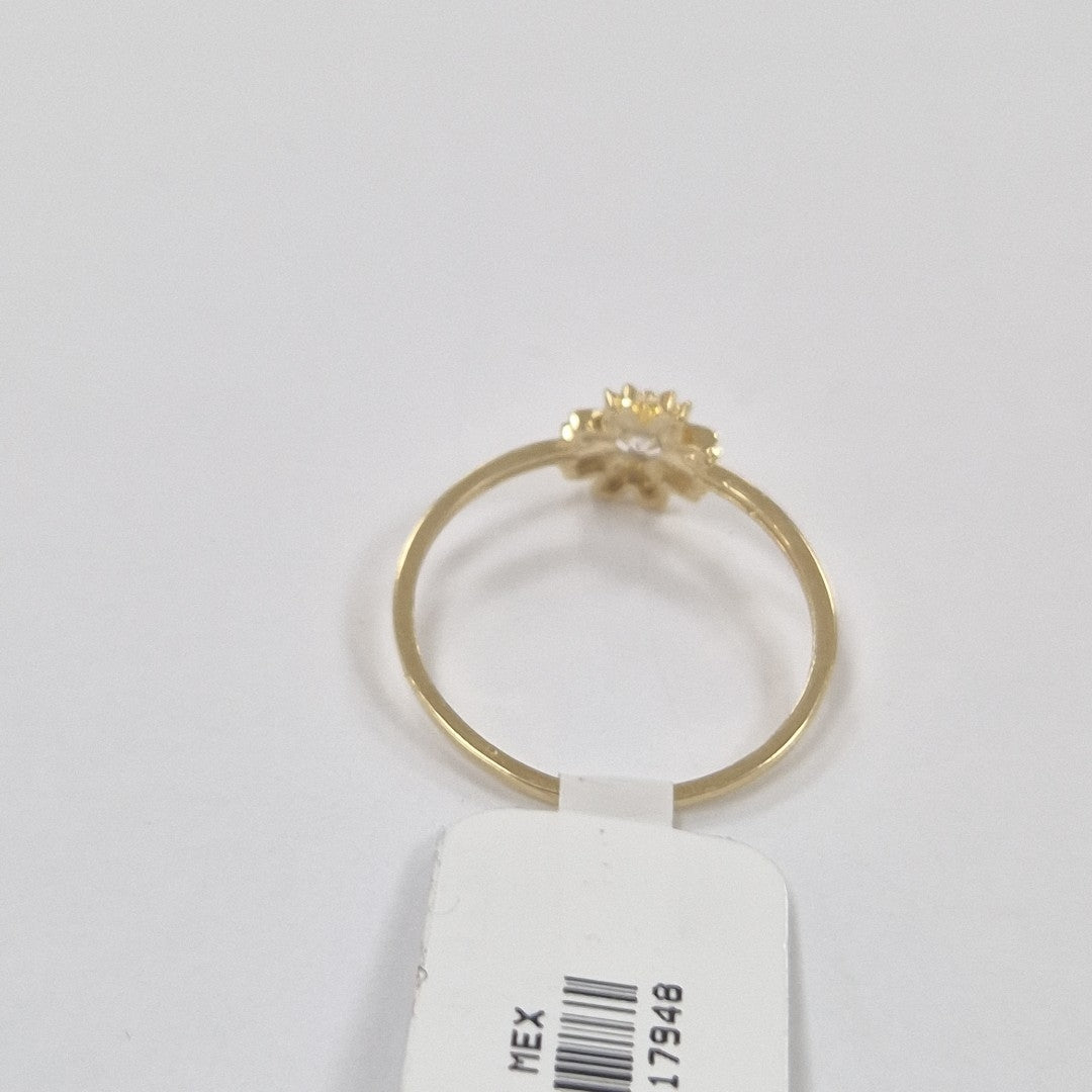 ANILLOS FLOR Y CIRCONIA 14K TALLA 8 1.1 GR (NUEVO)