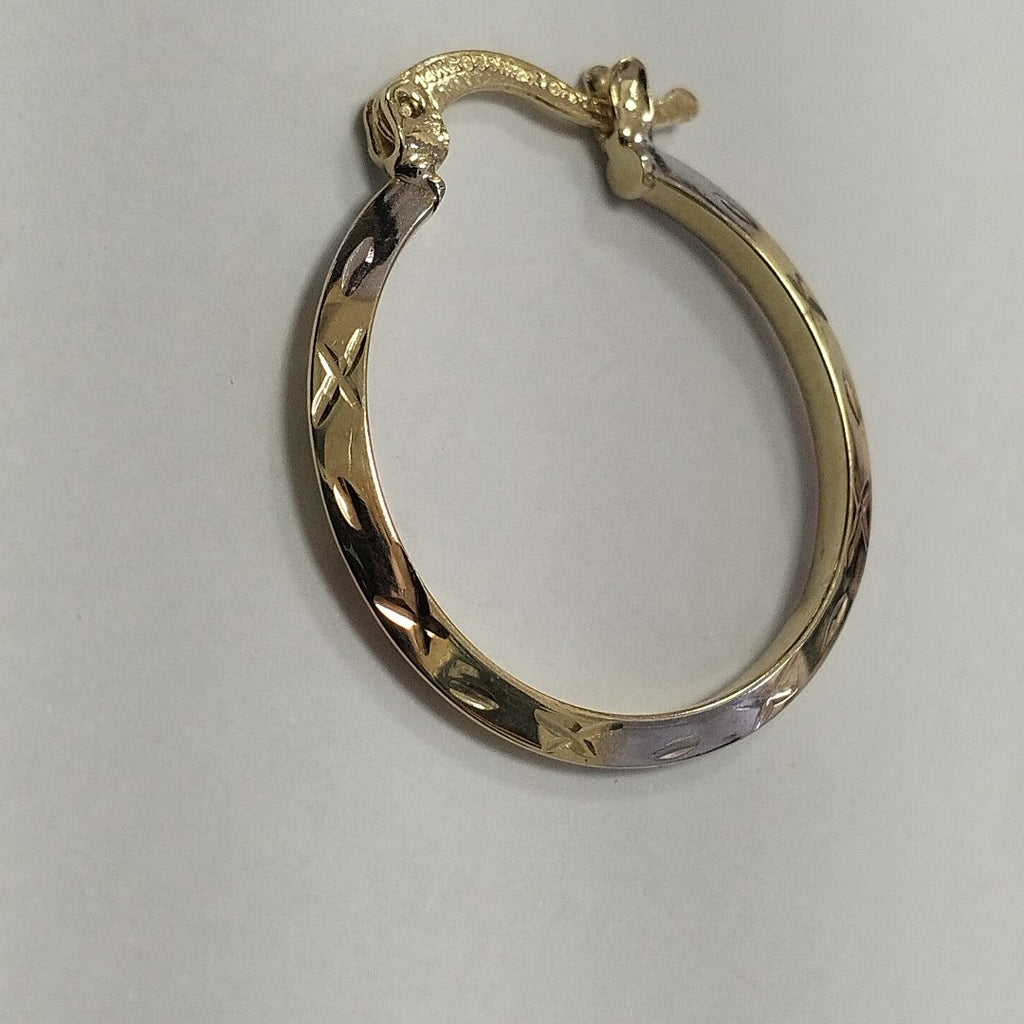 ARETES TEJIDO ARRACADAS BISELADAS COMBINADAS 14K 1.4 GR (NUEVO)
