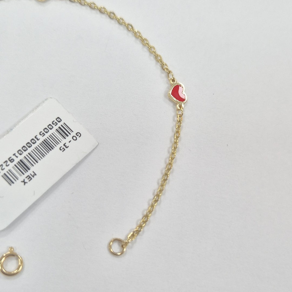 PULSERA ESPECIAL CON CORAZONES 14K 18 CM 1.4 GR (NUEVO)