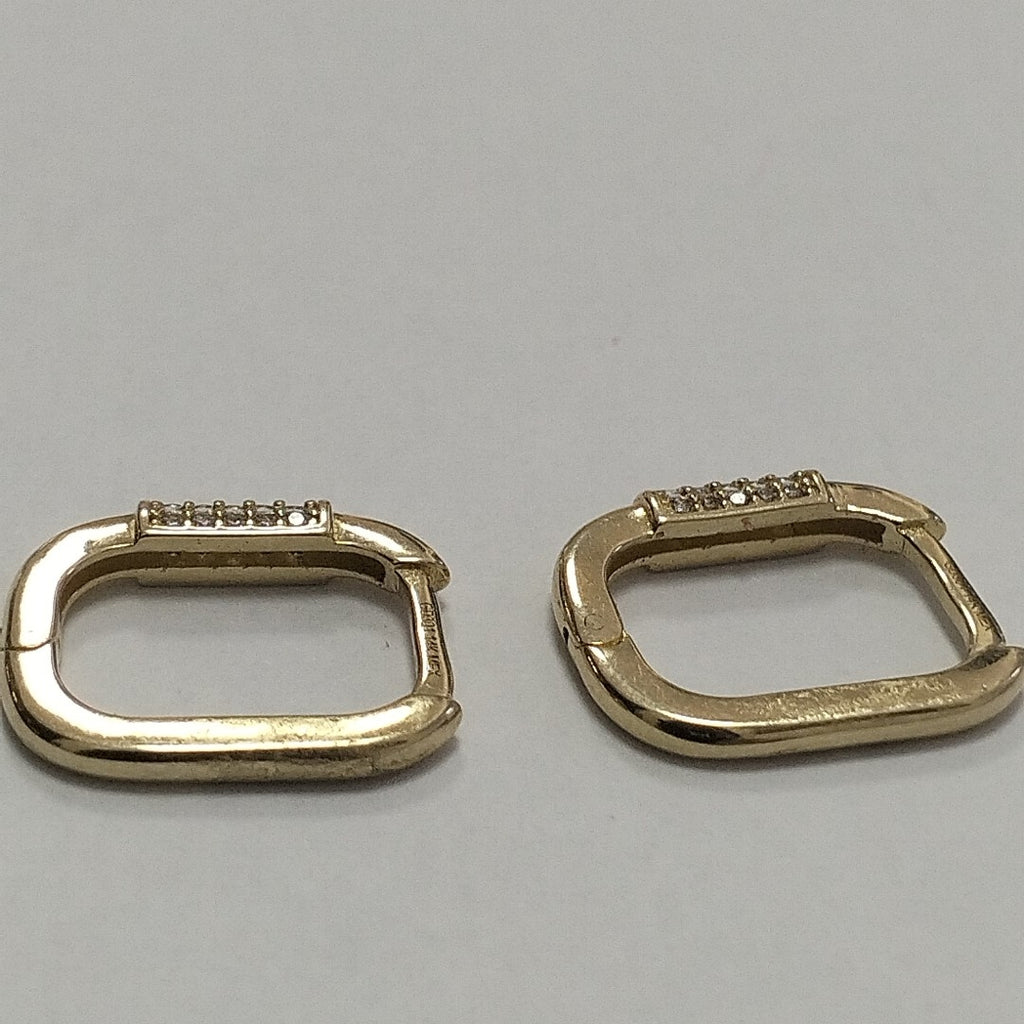 ARETES HUGGIES OVALADA C CIRCONIAS 14K 2.4 GR (NUEVO)