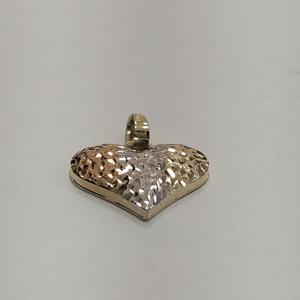 DIJE TEJIDO CORAZON LABRADO COMBINADO 14K 1.3 GR (NUEVO)
