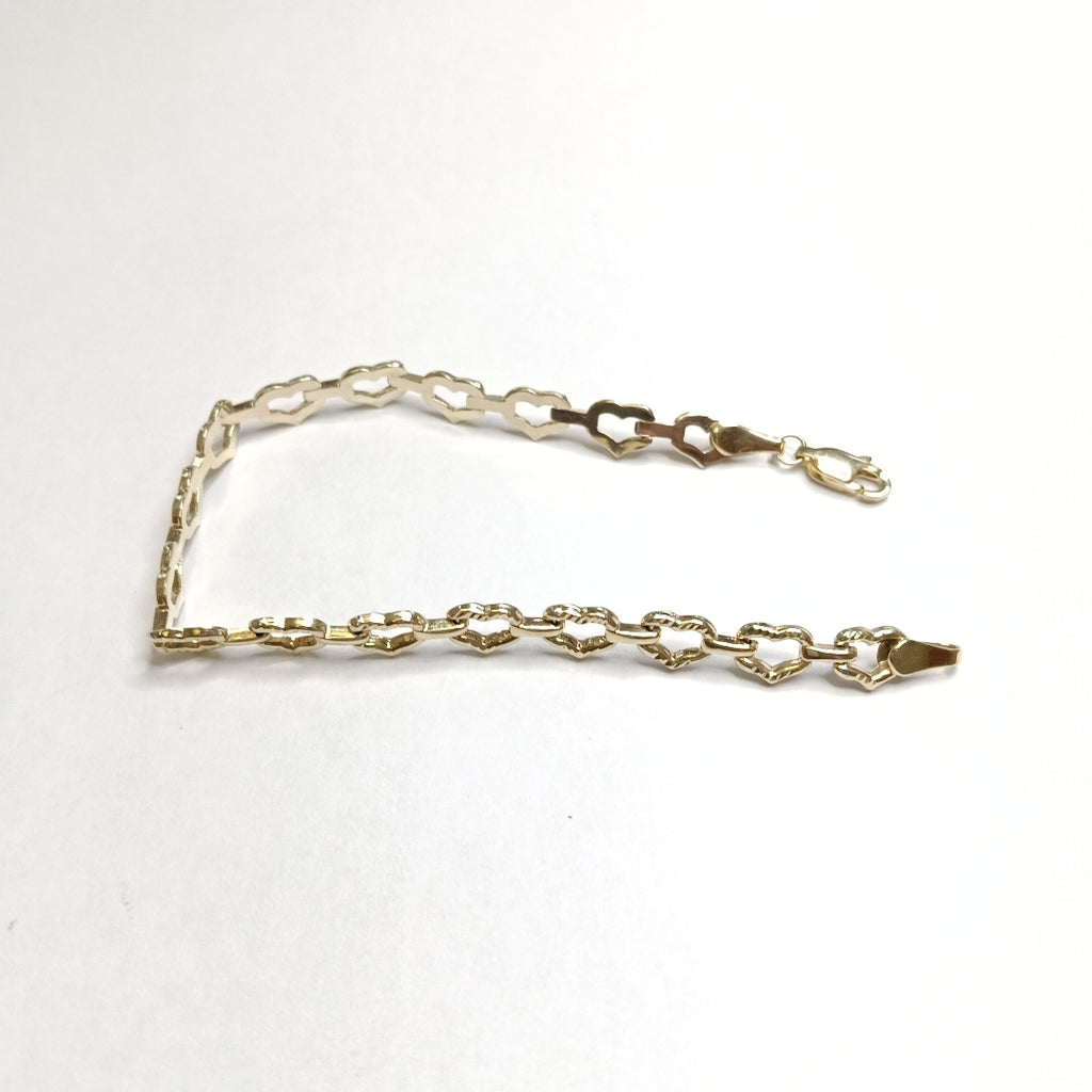 PULSERA ESPECIAL CON CORAZONES 14K 18 CM 4.1 GR (NUEVO)