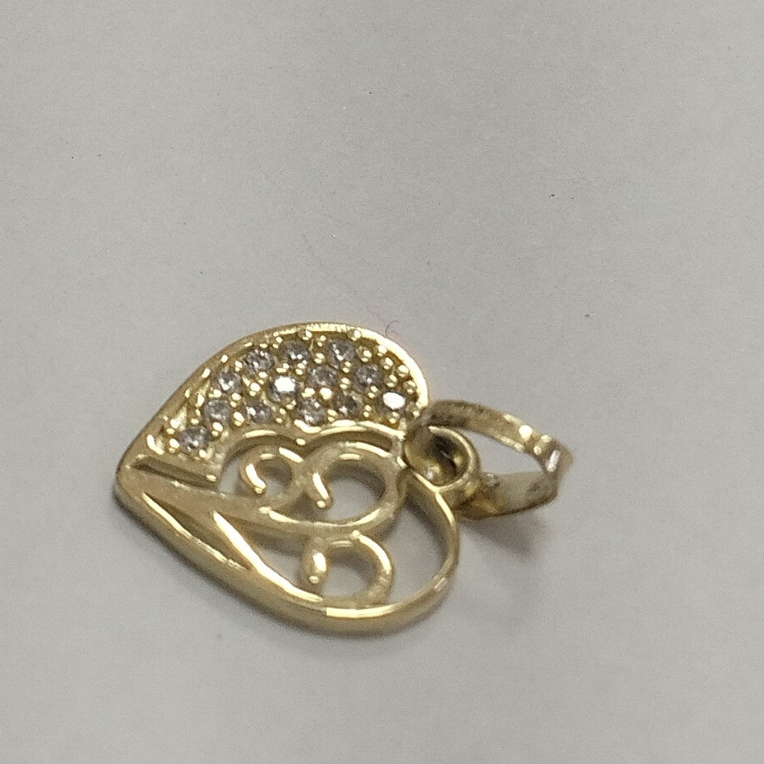 DIJE TEJIDO CORAZON CON CIRCONIAS Y ARBOL DE LA VIDA 14K 0.9 GR (NUEVO)