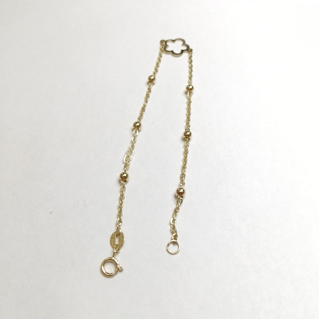 PULSERA TEJIDO ESPECIAL CON FLOR 14K 18 CM 1.6 GR (NUEVO)