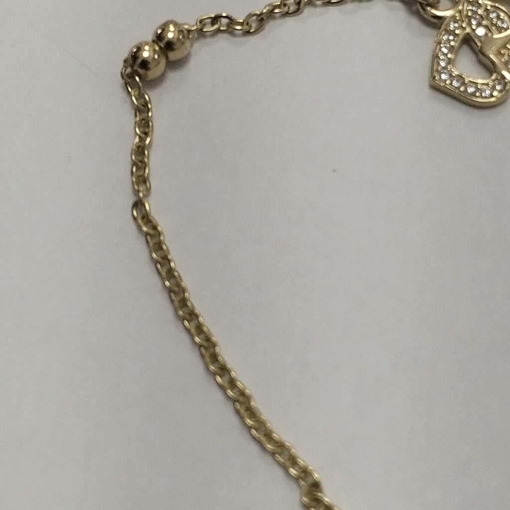 PULSERA TEJIDO ESPECIAL CORAZONES CON CIRCONIAS 14K 18 CM 2.3 GR (NUEVO)