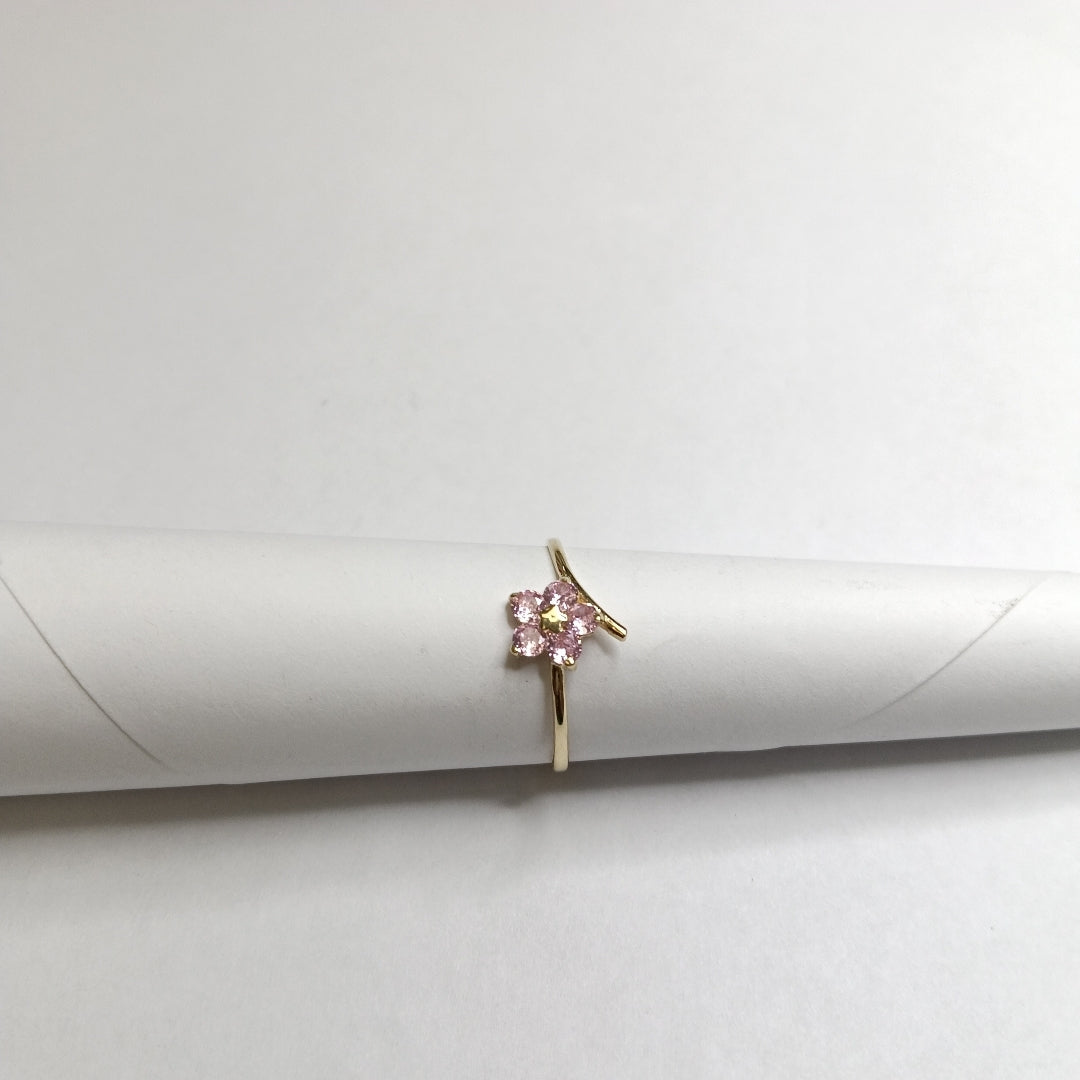 ANILLOS FLOR CON PIEDRA DE COLOR 14K TALLA 9 1 GR (NUEVO)