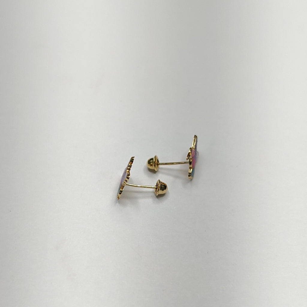 BROQUELES BROQUEL FIG COLIBRI ESMALTE ROSA 14K 0.2138 GR (NUEVO)