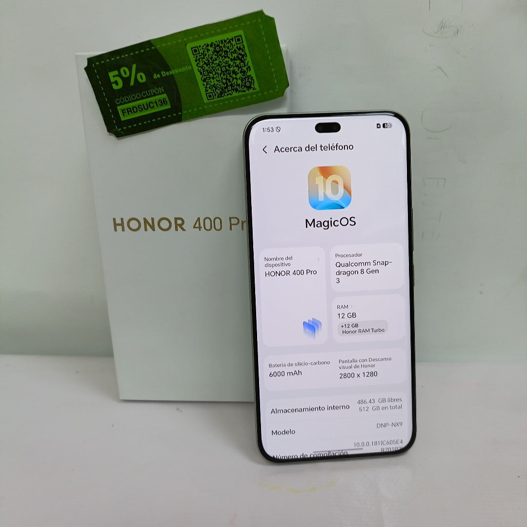 CELULAR HONOR 400 PRO DNP-NX9 (2025) 512 GB 12 GB RAM (SEMINUEVO)